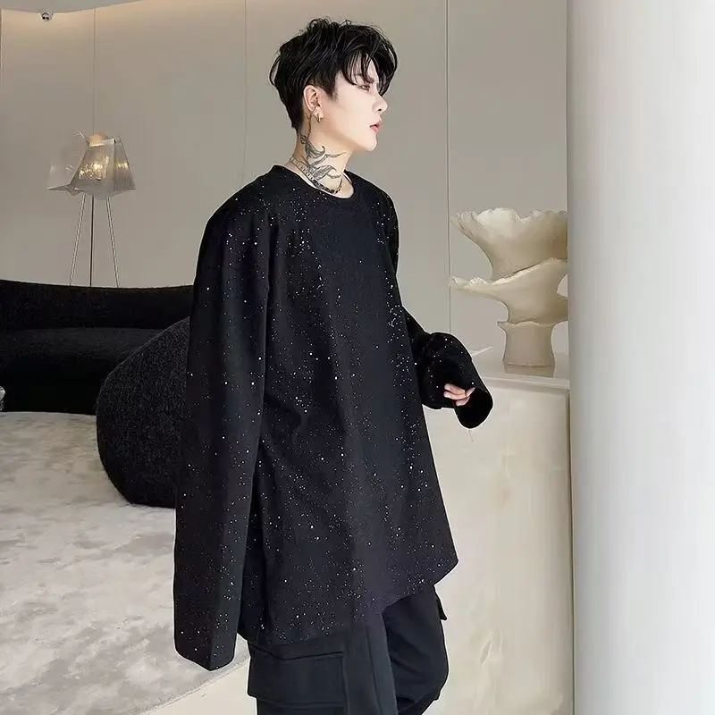 Streetwear Brand Aesthetic - Moda Siyah Bol Erkek Kazak Yüksek