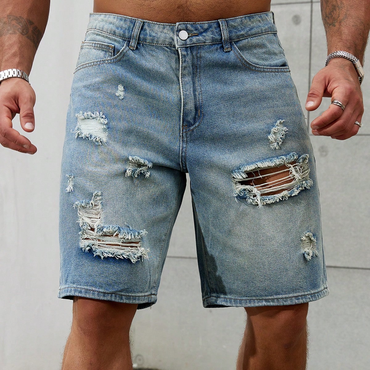 Brand Of Streetwear - Yeni moda Mens yırtık kısa kot