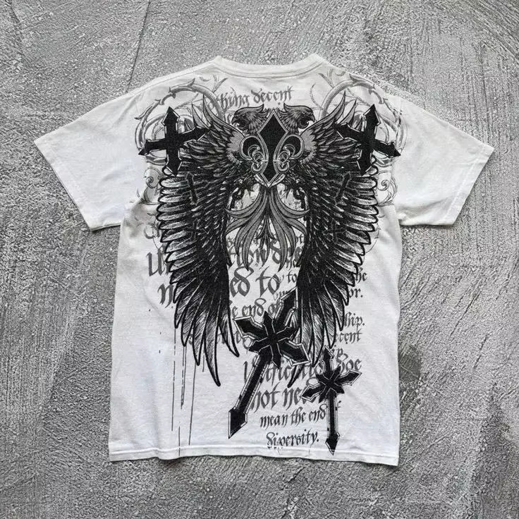 Streetwear Brand Y2K - Y2K Gotik Kanat Çapraz Klasik Amerikan